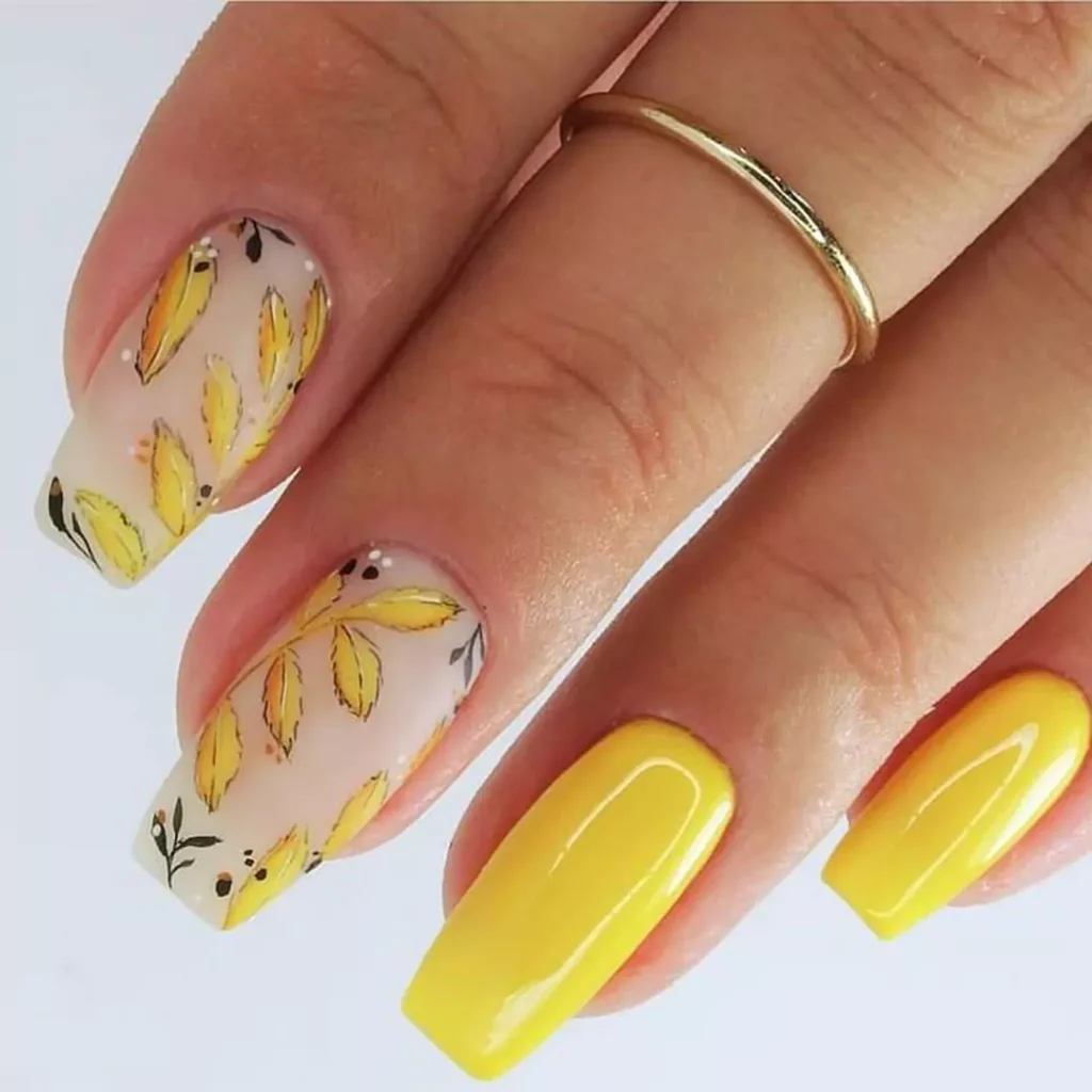 alluring yellow and white nail designs