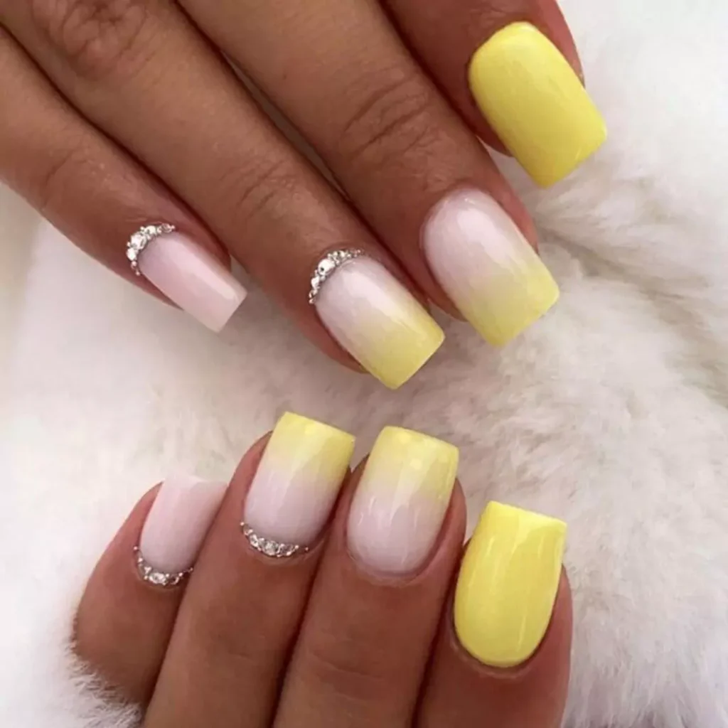 stunning yellow and white nail designs