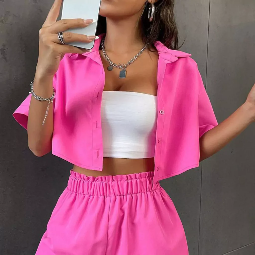 stylish pink shirts outfit for women of 2024 