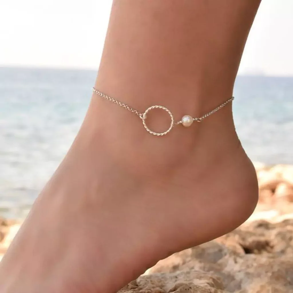 refine circle design gold anklets