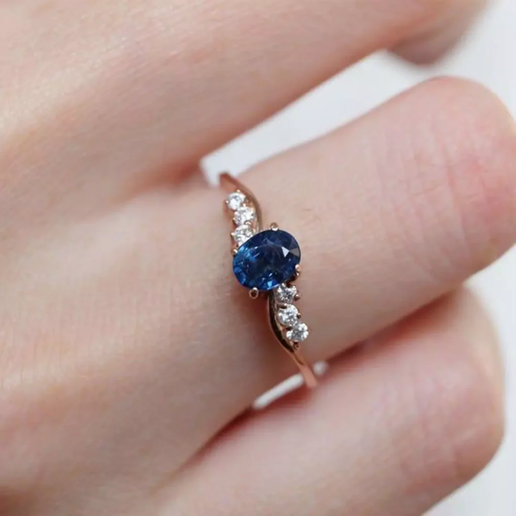 delicate gold sapphire engagement rings