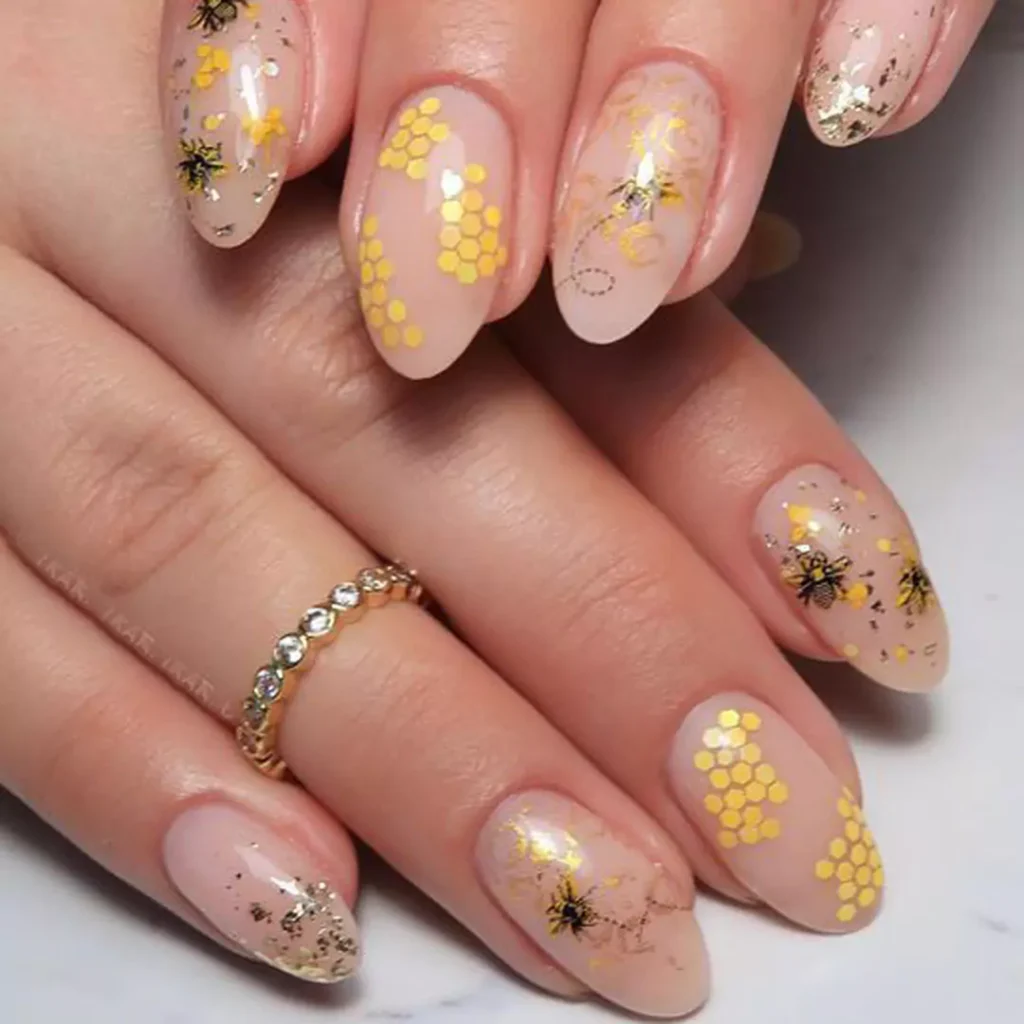 dazzling Bumble Bee Nail Designs