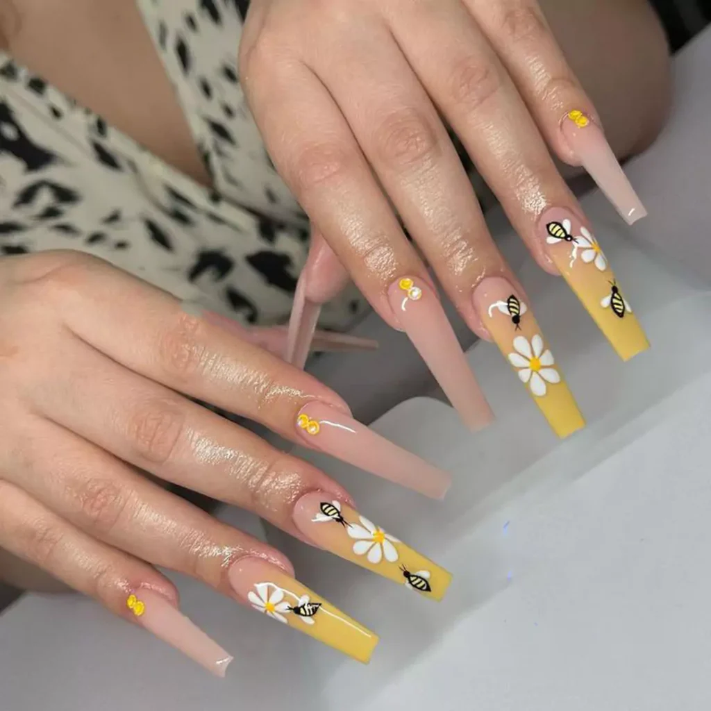 vibrant Bumble Bee Nail Designs