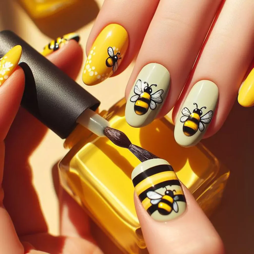 elegant Bumble Bee Nail Designs