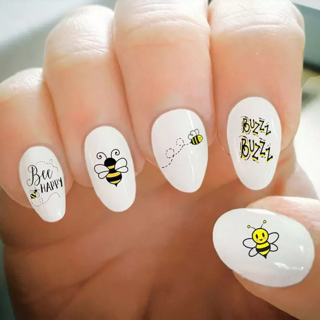 glamorous Bumble Bee Nail Designs