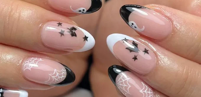 elegant models of black and white nail design