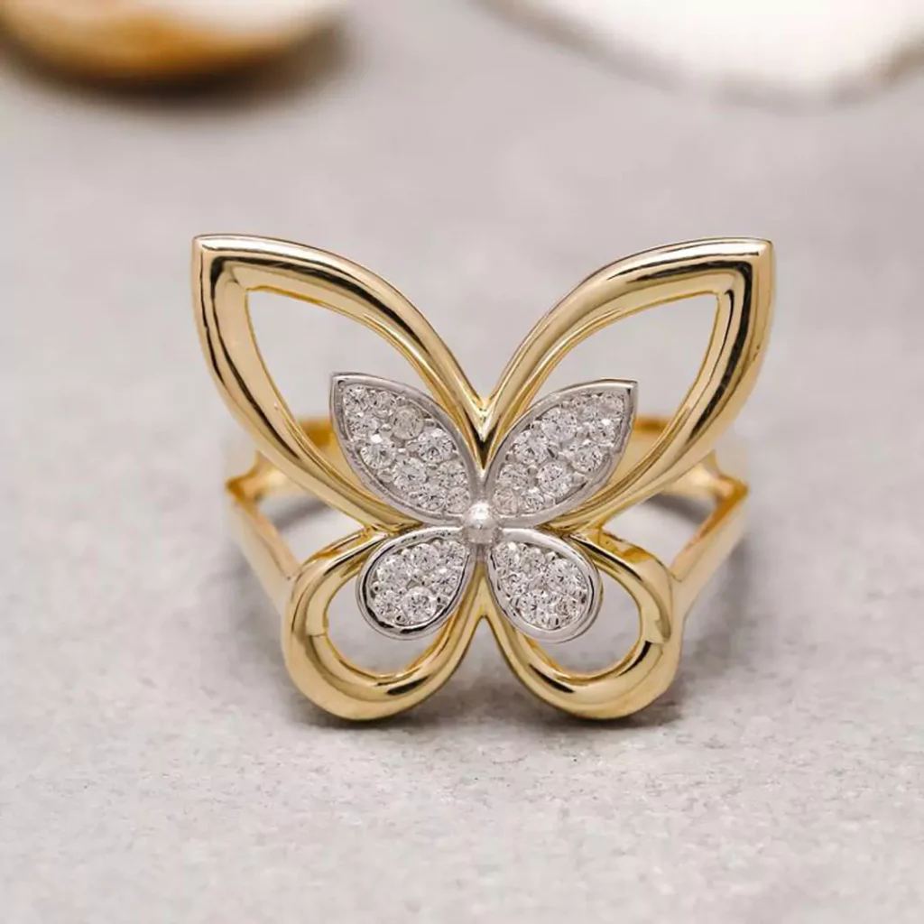 elegant butterfly gold rings