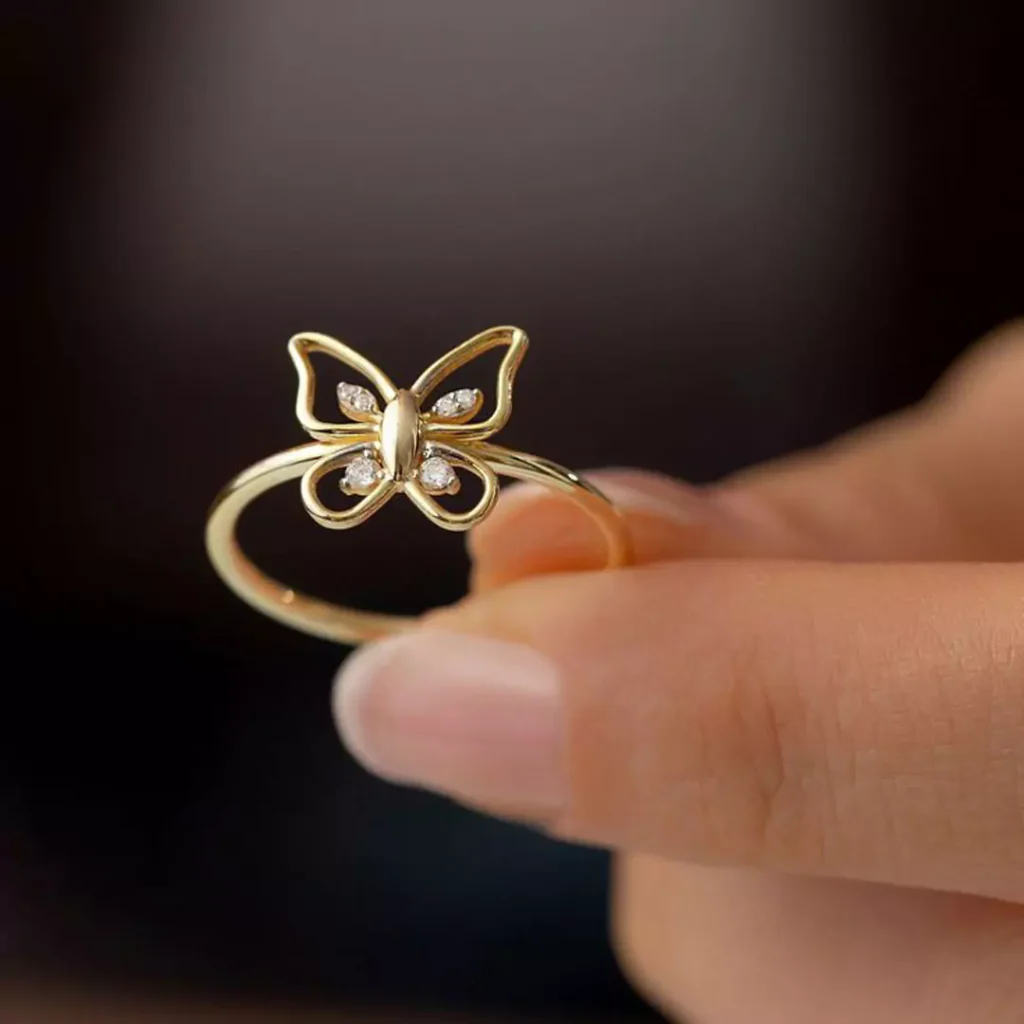 delicate butterfly gold rings