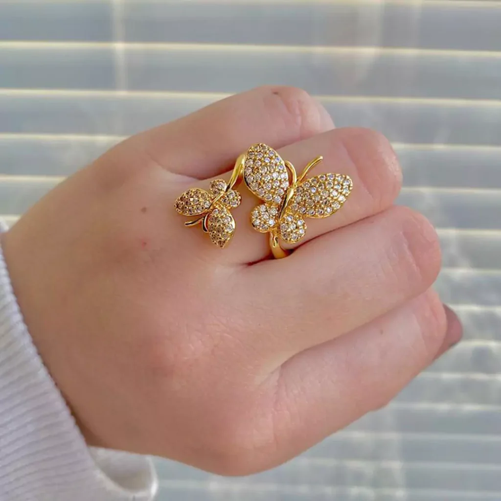 opulent butterfly gold rings