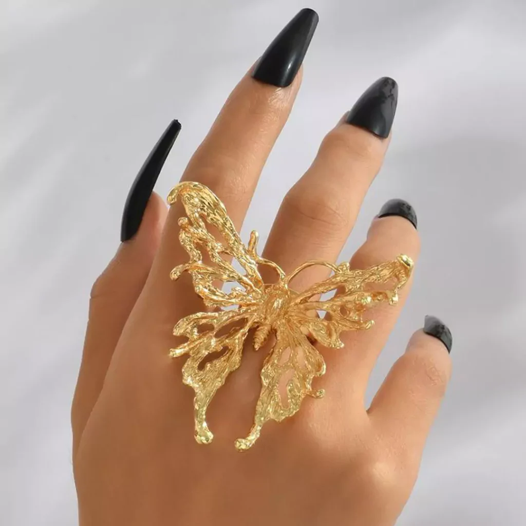 chunky butterfly gold rings