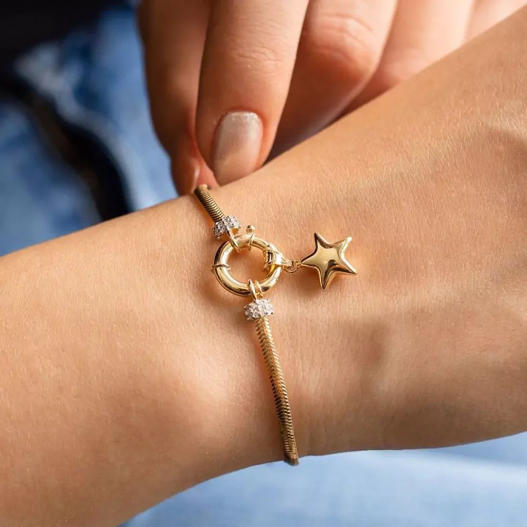 chic gold bracelets with star designs for women 