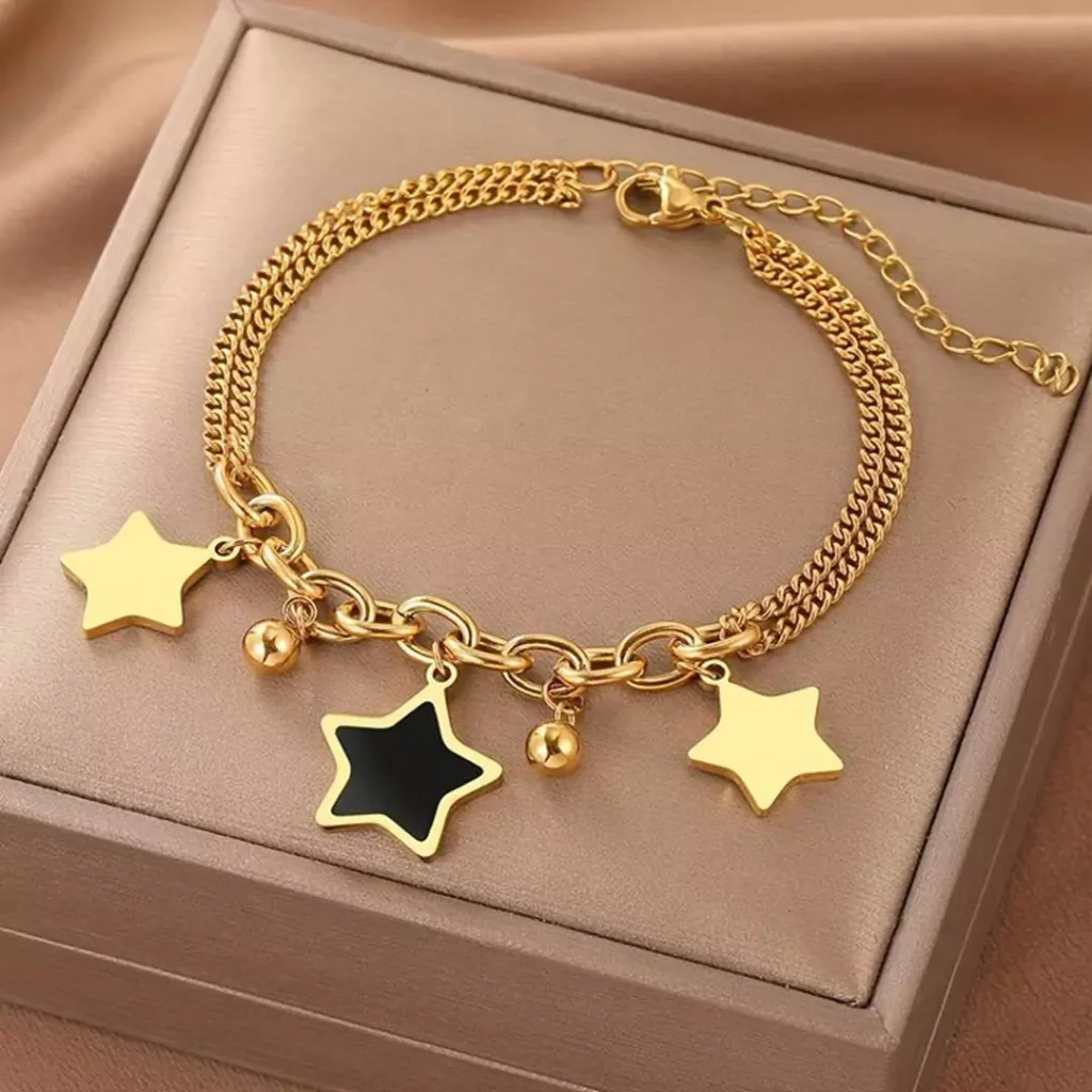 elegant  gold bracelets with star designs for women 