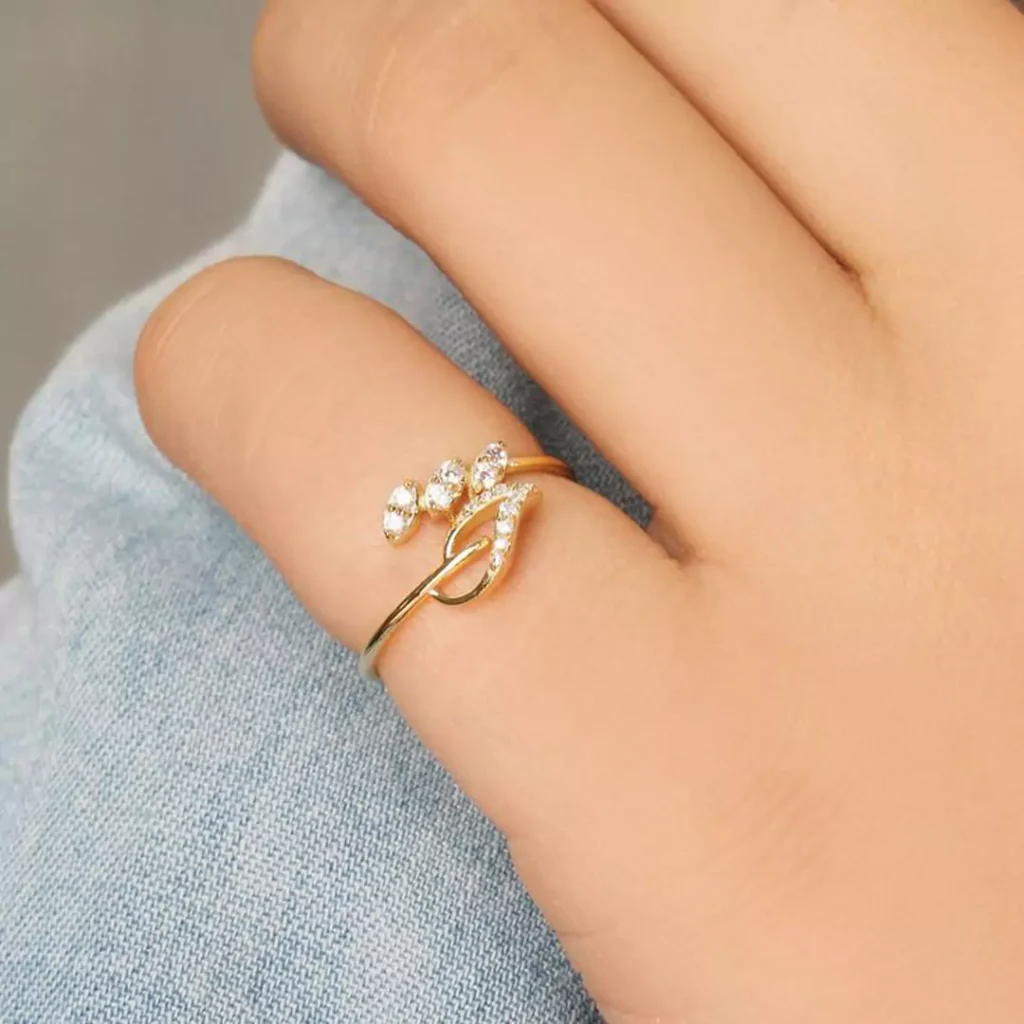 glamorous gold leaf rings