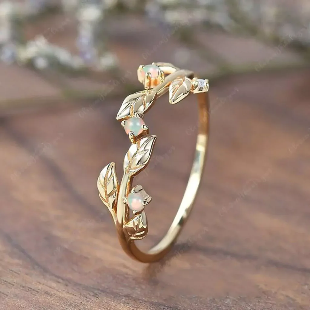 delicate gold leaf rings