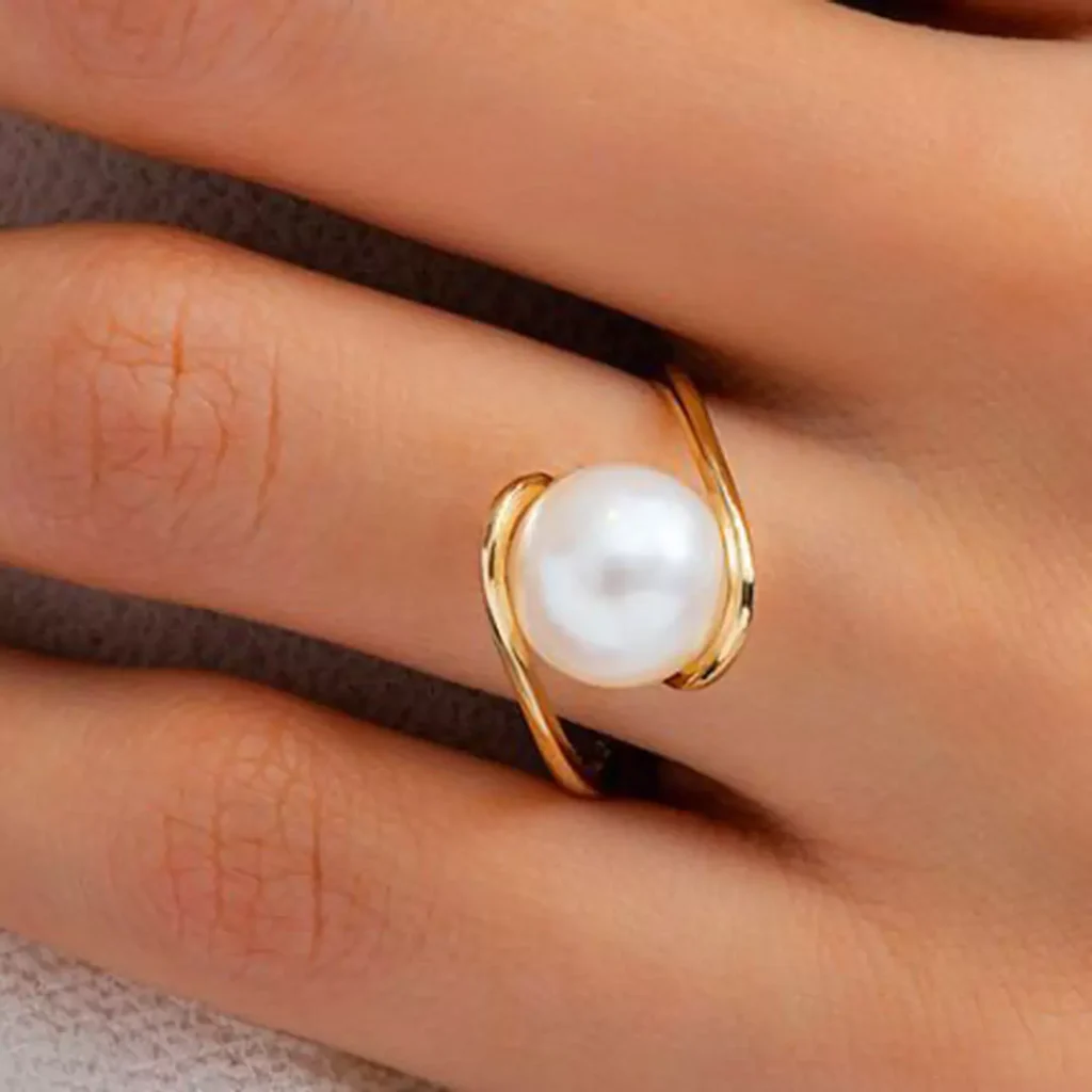 elegant pearl gold rings 