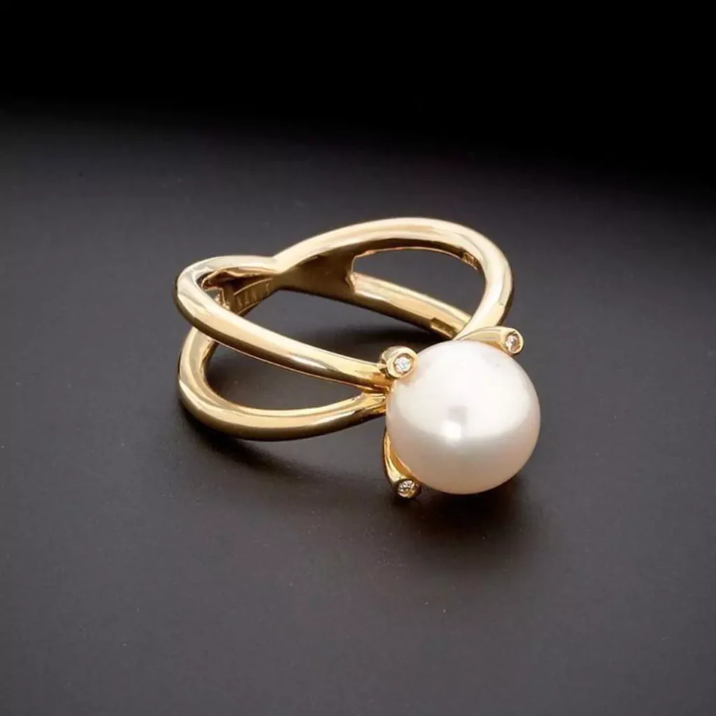 unique pearl gold rings 