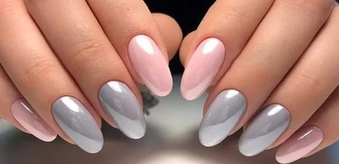 unique gray and pink nail designs