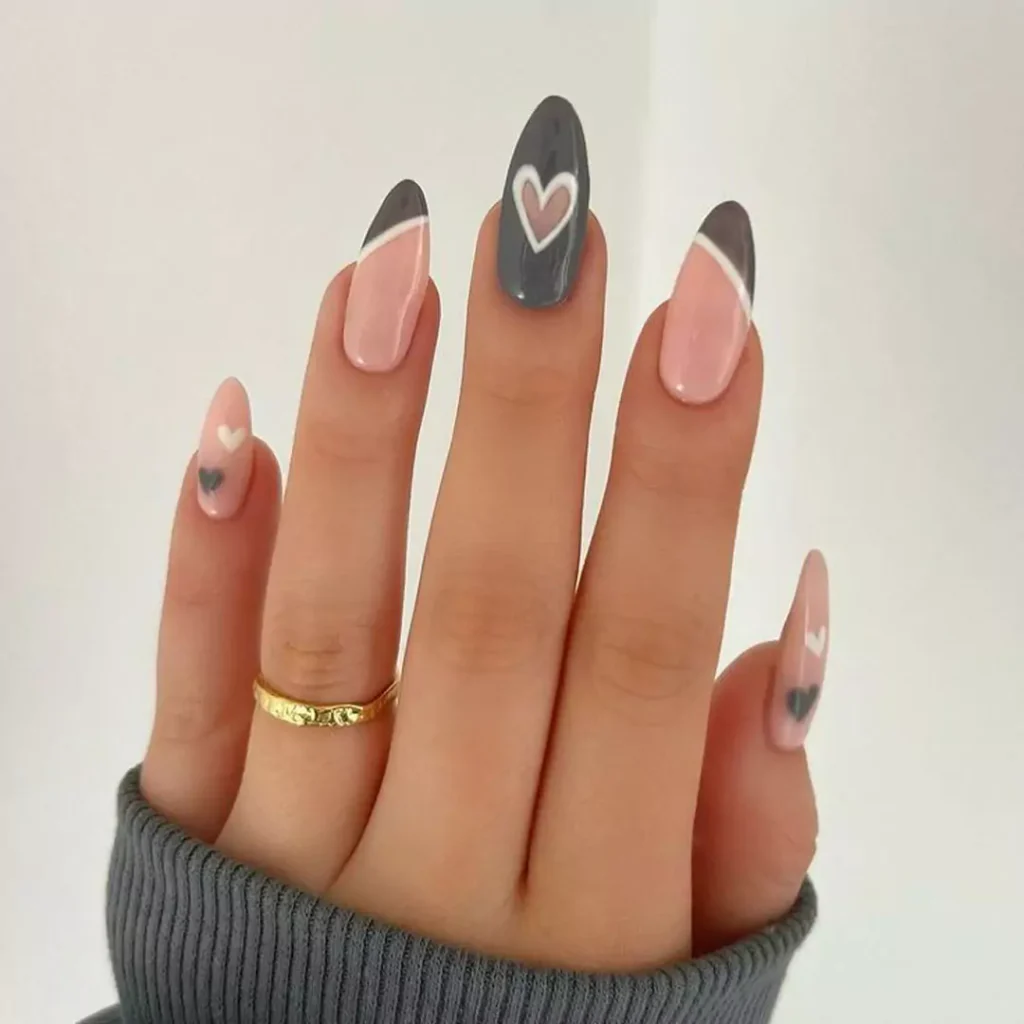 whimsical gray and pink nail designs