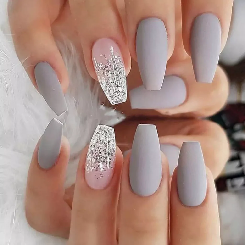 chic gray and pink nail designs