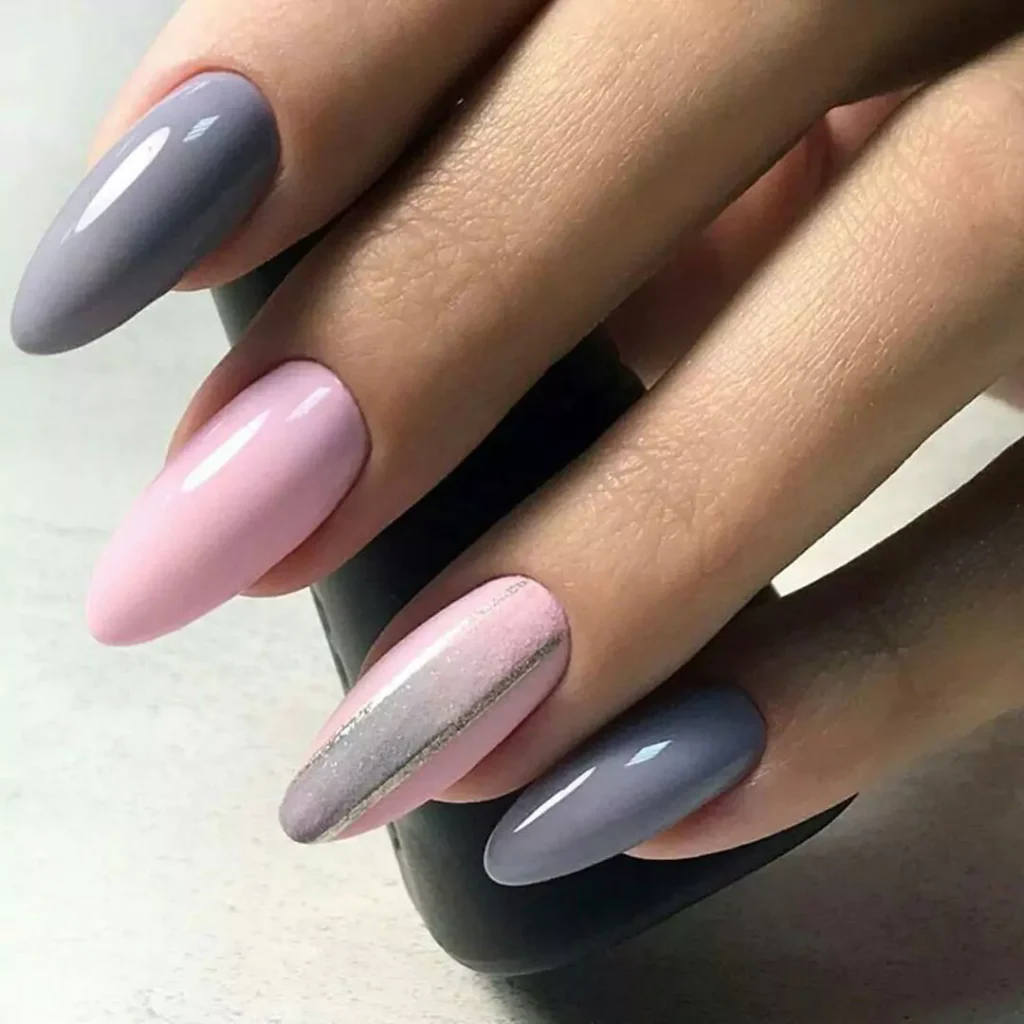 elegant gray and pink nail designs