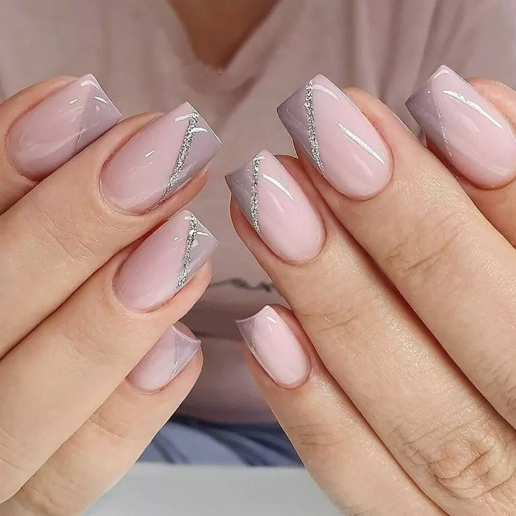 sophisticated gray and pink nail designs