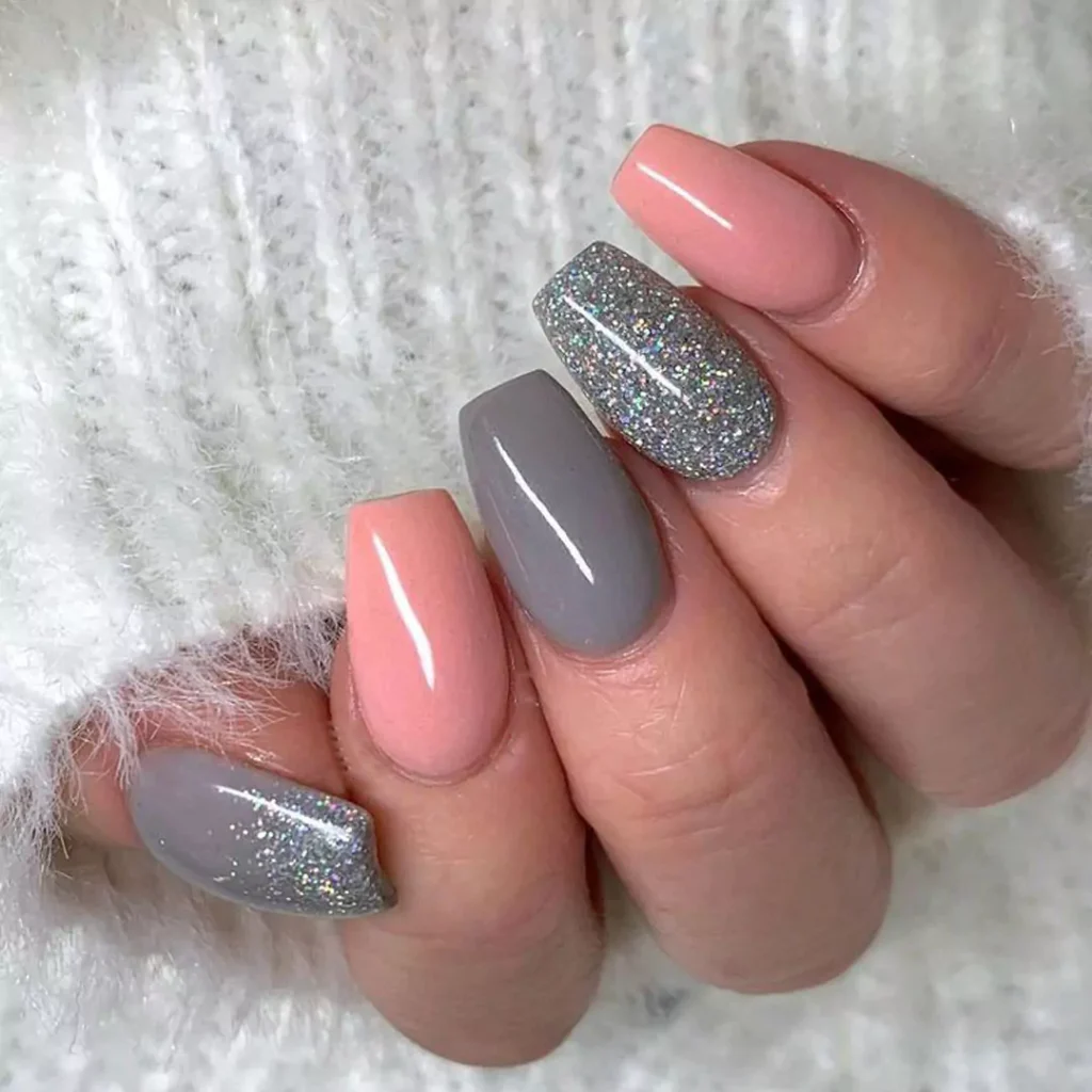 glamorous gray and pink nail designs