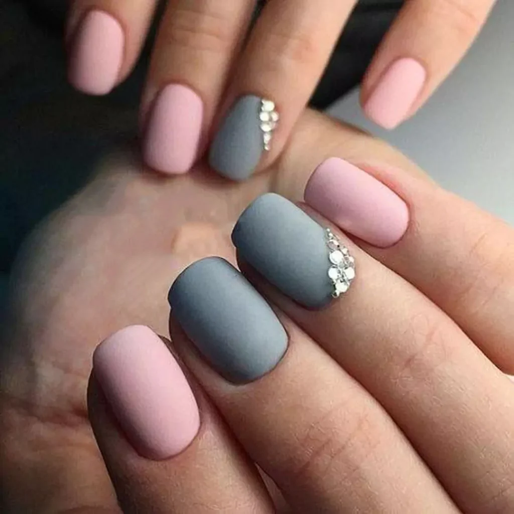 dazzling gray and pink nail designs