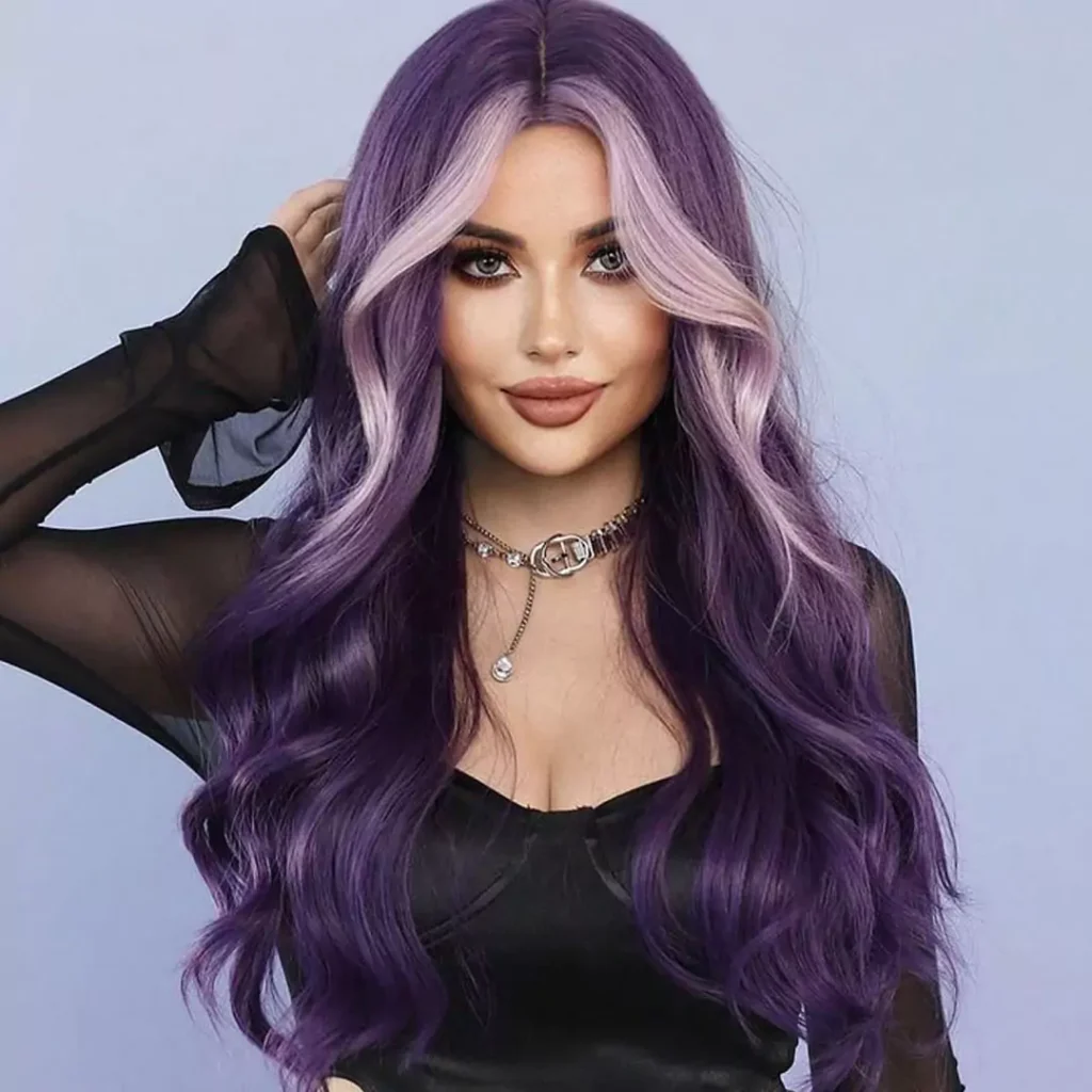 Attractive purple hair color