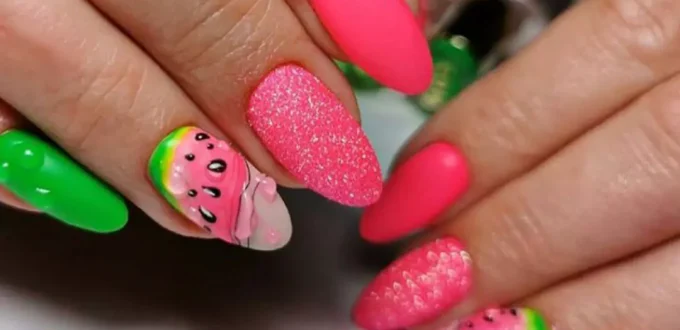 pretty watermelon nail designs