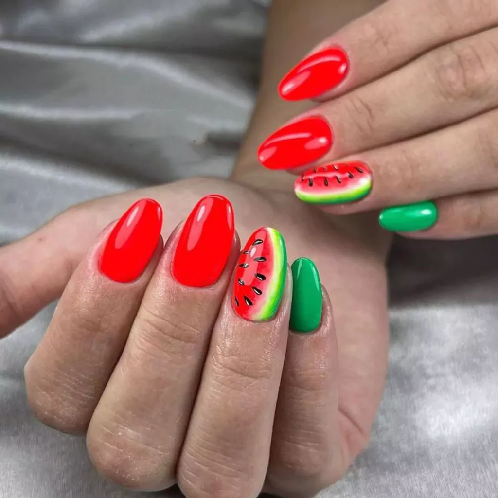 vibrant watermelon nail designs