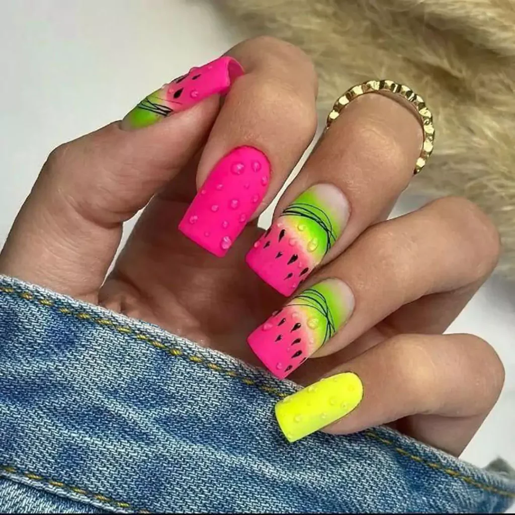 cute watermelon nail designs