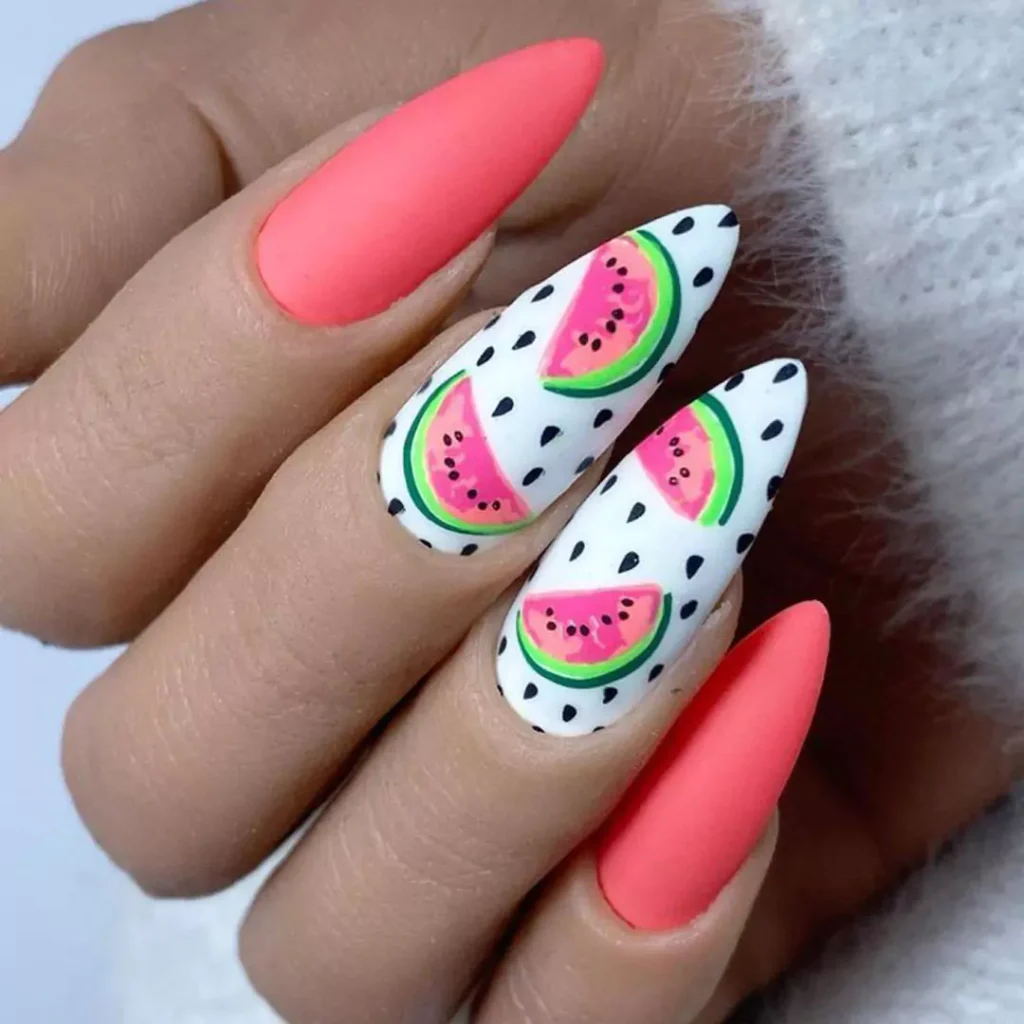 chic watermelon nail designs