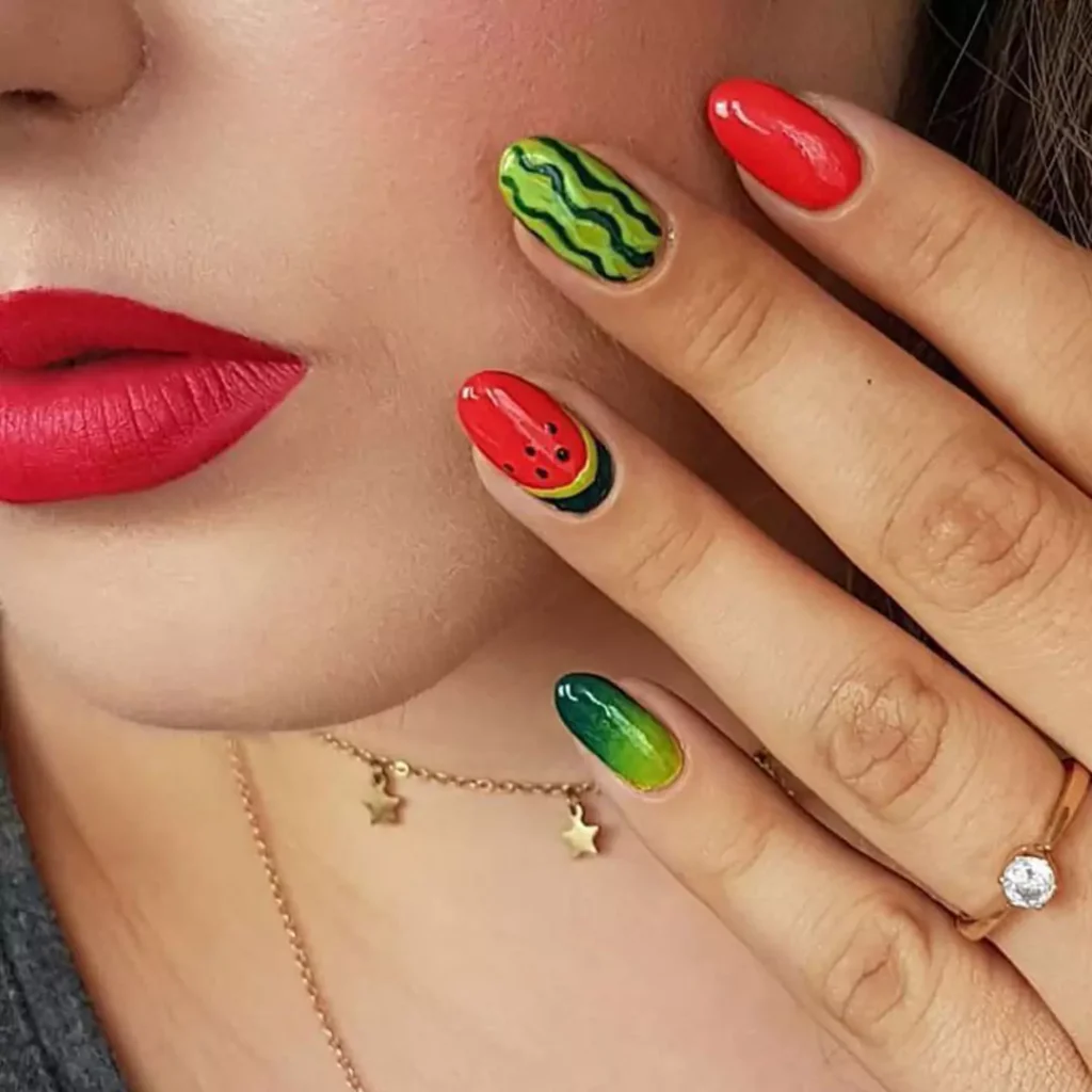 trendy watermelon nail designs