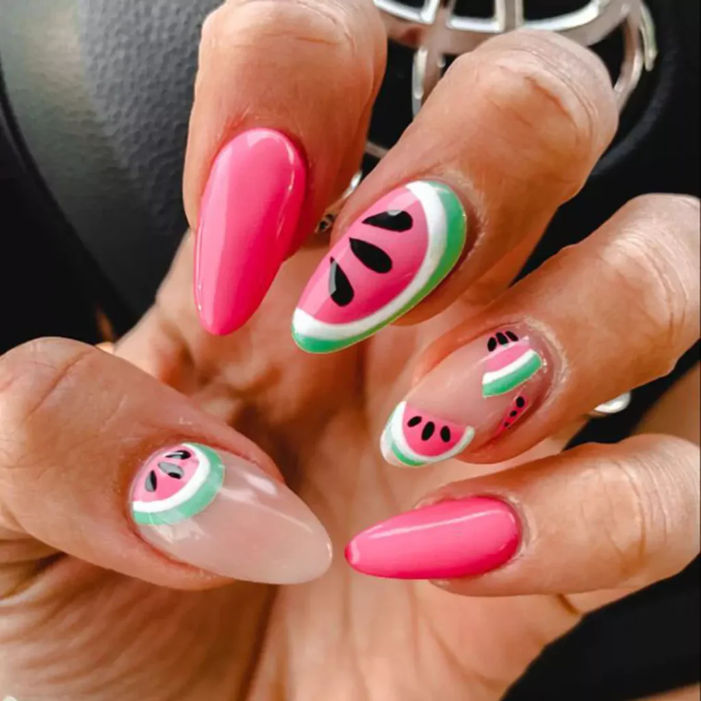 exquisite watermelon nail designs