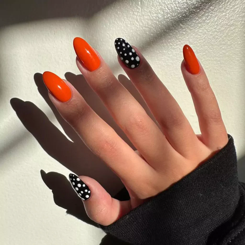 elegant black and orange nail designs 