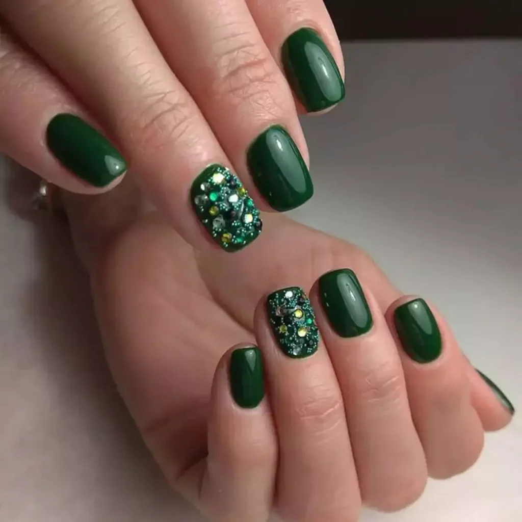 sparkling green theme nail designs of 2024 