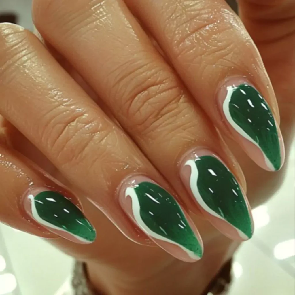 dazzling green theme nail designs of 2024 