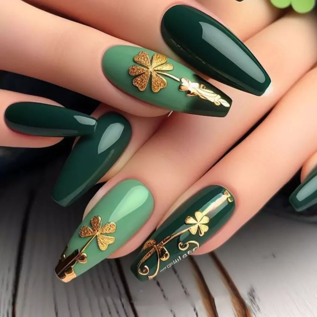 elegant green theme nail designs of 2024 