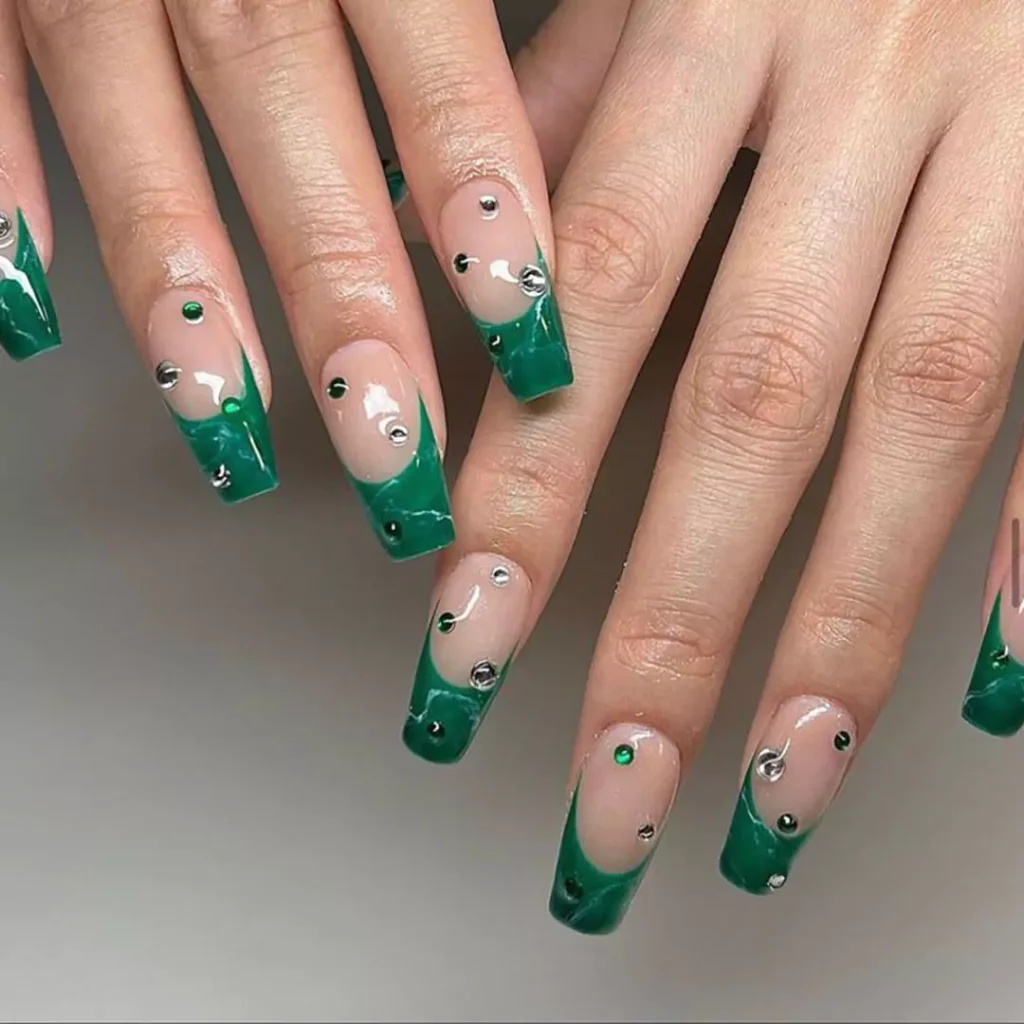 chic green theme nail designs of 2024 