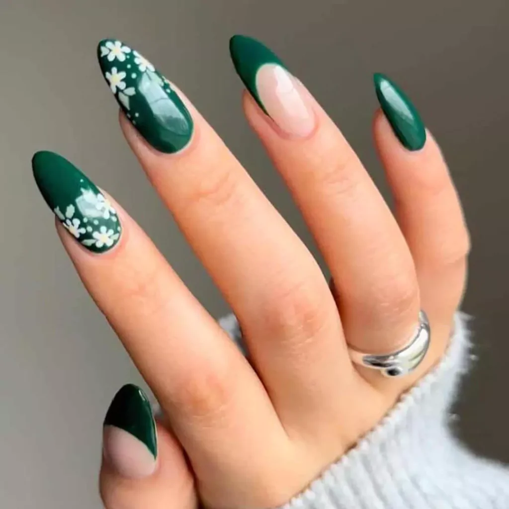 glamorous green theme nail designs of 2024 