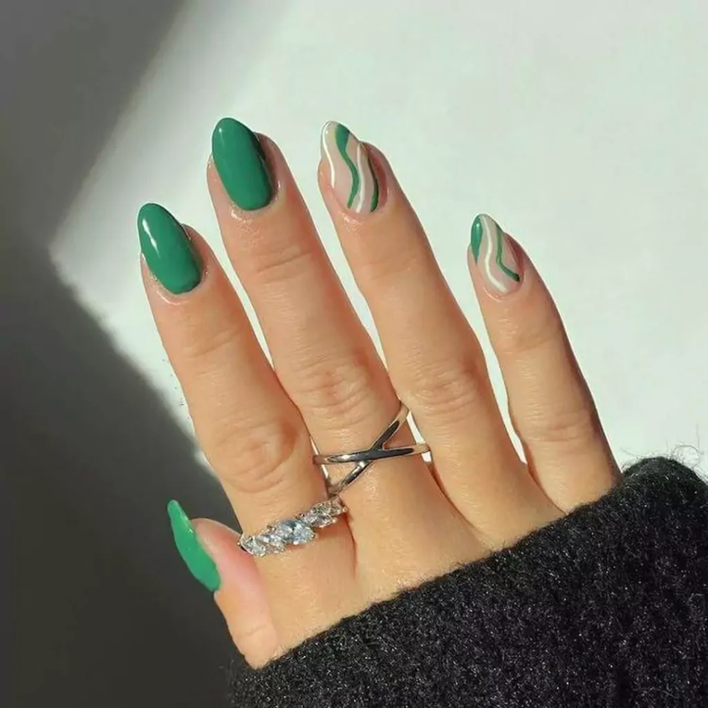 trendy green theme nail designs of 2024 