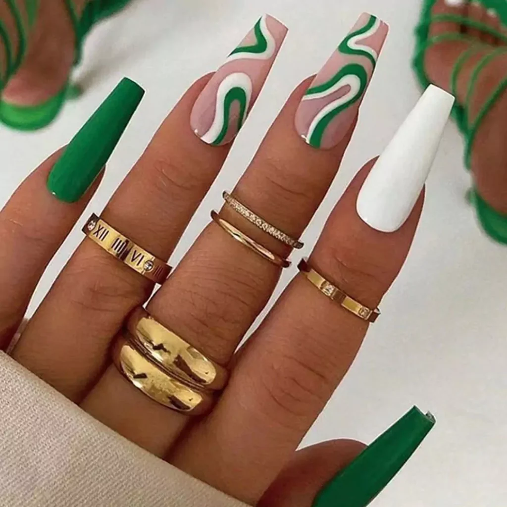 unique green theme nail designs of 2024 