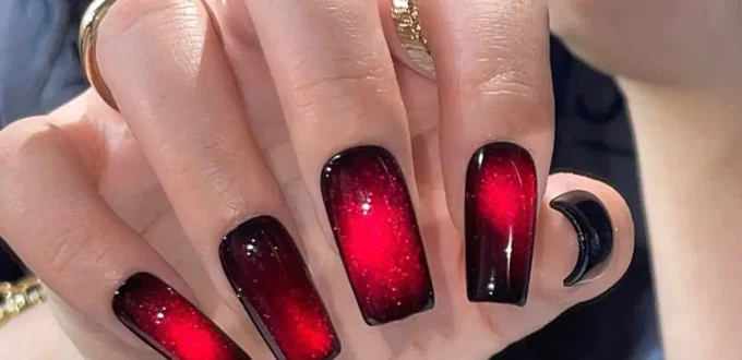 trendy black and red nail designs of 2024