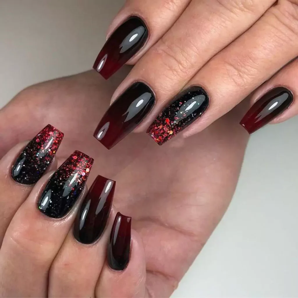 vibrant black and red nail designs of 2024