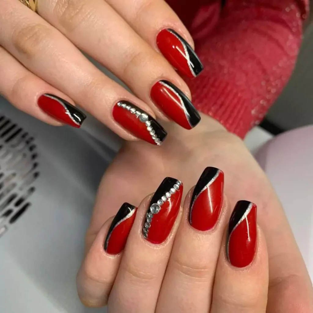 chic black and red nail designs of 2024