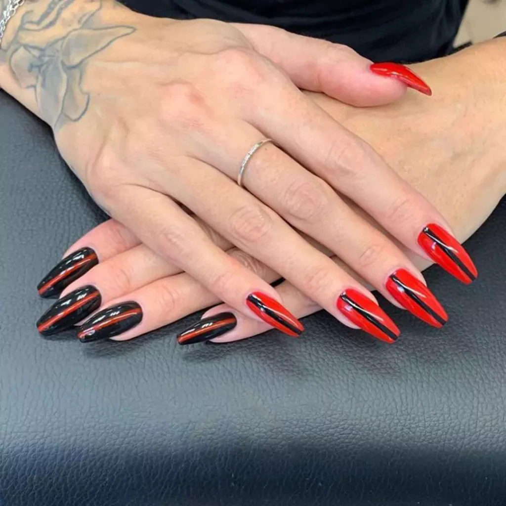 glamorous black and red nail designs of 2024