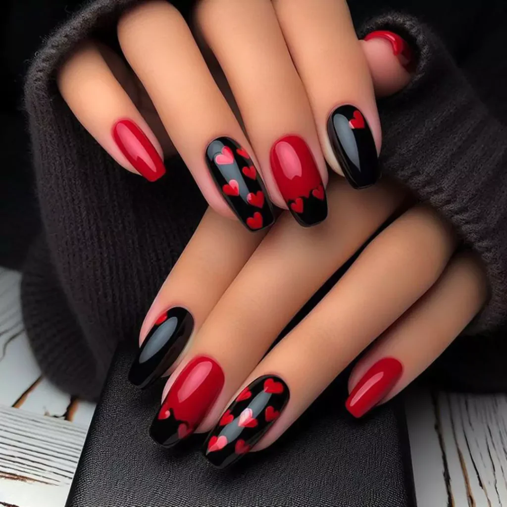 dazzling black and red nail designs of 2024