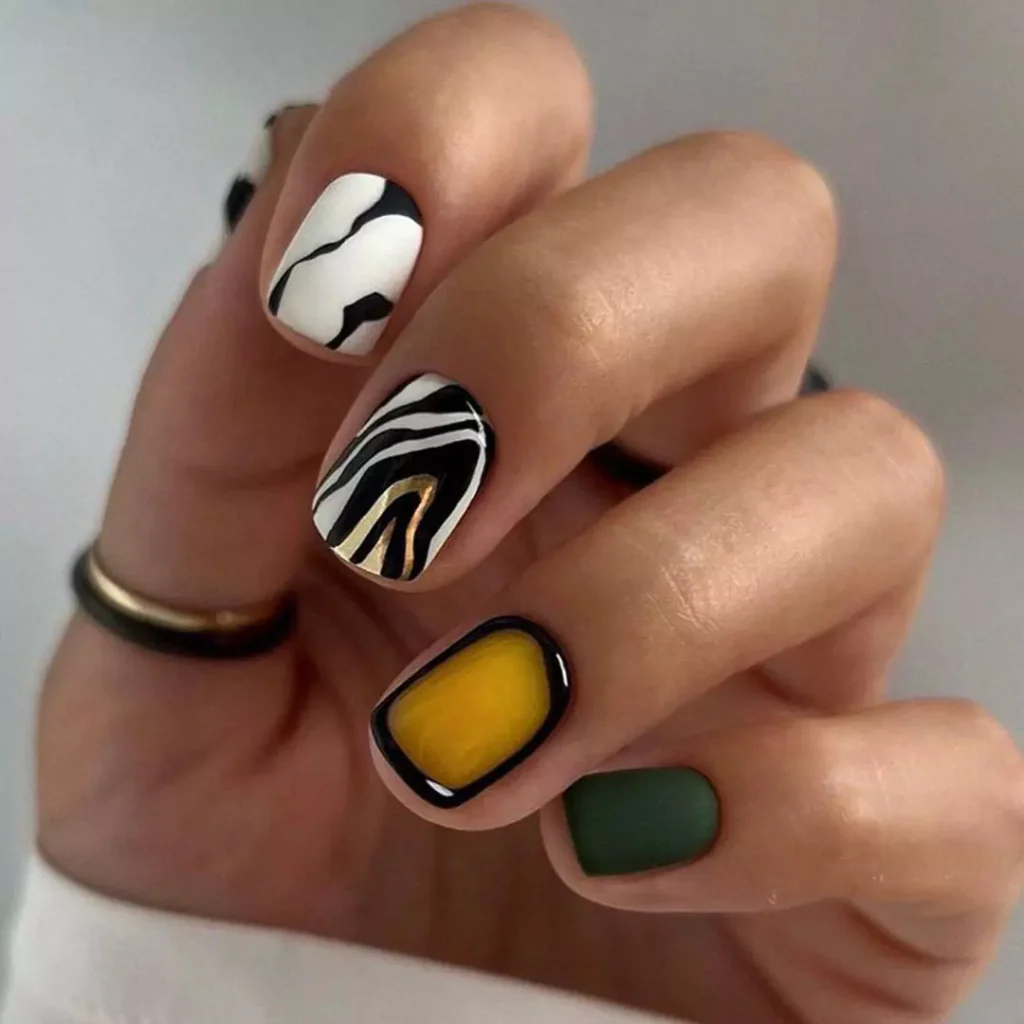 whimsical short nail art with minimalist design 