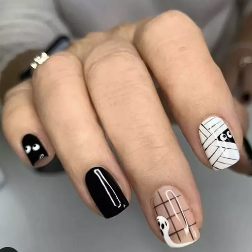 vibrant short nail art with minimalist design 