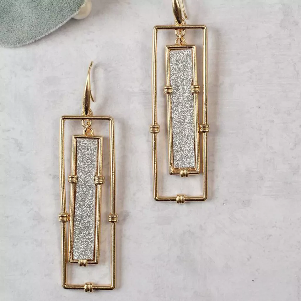 opulent rectangle gold earrings